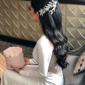 Diadema mireasă dublă, Danusia, zirconii cubice, model ramuri