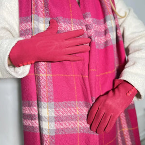 Set eșarfă și mănuși Pink, cashmere PREMIUM, material textil, fucsia - GLAMADEA