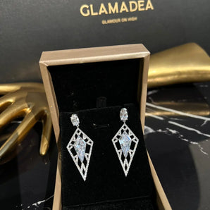 Cercei Acalia, placat aur alb, zirconiu cubic AAA GLAMADEA
