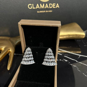 Cercei Anoa, zirconiu cubic AAA, placați aur alb GLAMADEA