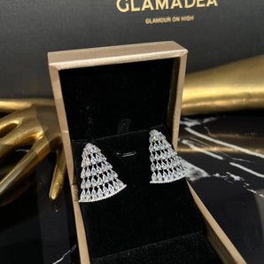 Cercei Anoa, zirconiu cubic AAA, placați aur alb GLAMADEA