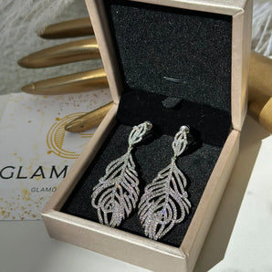 Cercei Asha, placat aur alb, zirconiu cubic AAA GLAMADEA