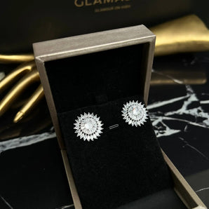 Cercei Aya, zirconiu cubic AAA, placați aur alb GLAMADEA
