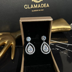 Cercei Betta, placat aur alb, zirconiu cubic AAA GLAMADEA