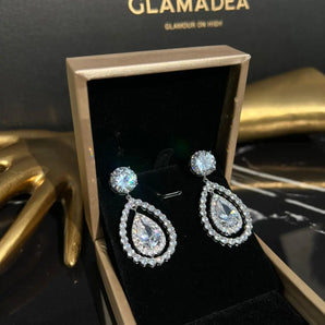 Cercei Betta, placat aur alb, zirconiu cubic AAA GLAMADEA