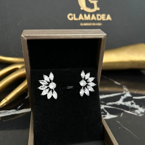 Cercei Bytha, zirconiu cubic, placați aur alb GLAMADEA