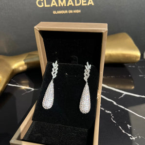 Cercei Cisary, placat aur alb, zirconiu cubic AAA GLAMADEA