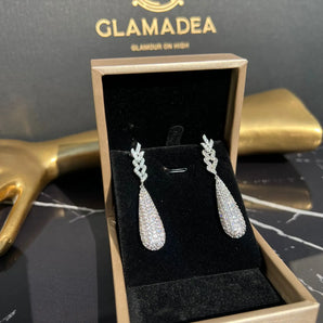 Cercei Cisary, placat aur alb, zirconiu cubic AAA GLAMADEA