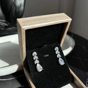 Cercei Crista , placati aur alb, zirconiu cubic AAA GLAMADEA