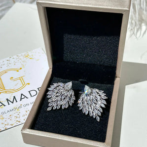 Cercei Ducy, zirconiu cubic AAA, Elemente Swarowski, placat aur alb GLAMADEA