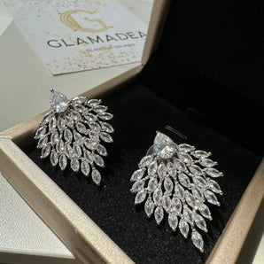 Cercei Ducy, zirconiu cubic AAA, Elemente Swarowski, placat aur alb GLAMADEA