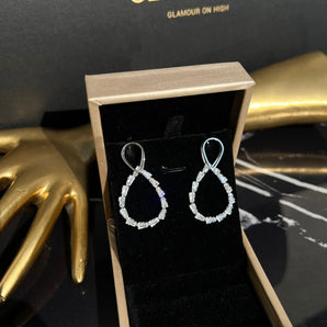 Cercei Elaa, placat aur alb, zirconiu cubic AAA GLAMADEA