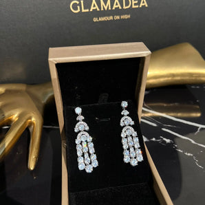 Cercei Emily, placat aur alb, zirconiu cubic AAA GLAMADEA