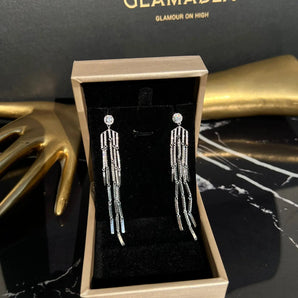 Cercei Gianna, placat aur alb, zirconiu cubic AAA GLAMADEA