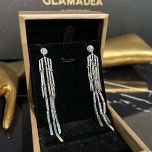 Cercei Gianna, placat aur alb, zirconiu cubic AAA GLAMADEA