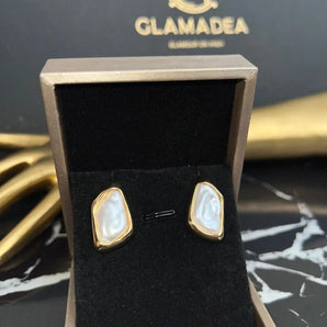 Cercei Greta, perla, placat aur galben , chic GLAMADEA