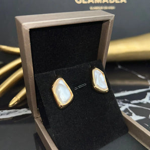 Cercei Greta, perla, placat aur galben , chic GLAMADEA