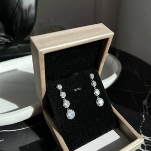 Cercei Hermina , placati aur alb, zirconiu cubic AAA GLAMADEA