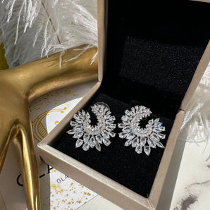 Cercei Hyone, zirconiu cubic AAA, Elemente Swarowski, placat aur alb GLAMADEA