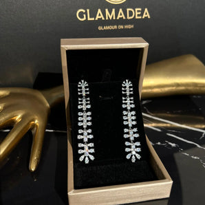 Cercei Idalia, placat aur alb, zirconiu cubic AAA GLAMADEA
