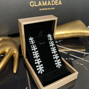 Cercei Idalia, placat aur alb, zirconiu cubic AAA GLAMADEA