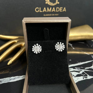 Cercei Kuzay, zirconiu cubic AAA, placați aur alb GLAMADEA