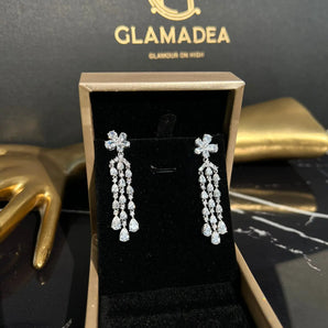 Cercei Lily, placat aur alb, zirconiu cubic AAA GLAMADEA