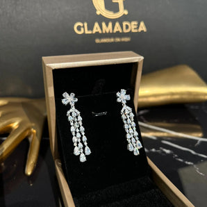 Cercei Lily, placat aur alb, zirconiu cubic AAA GLAMADEA