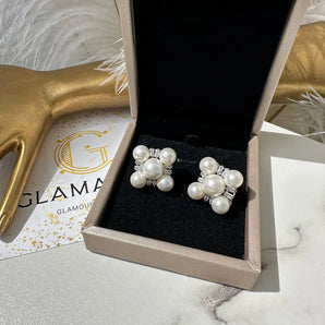 Cercei Lina, zirconiu cubic, placat aur alb GLAMADEA