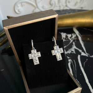 Cercei Lirasy, placat aur alb, zirconiu cubic GLAMADEA