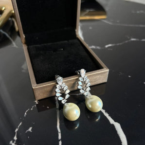 Cercei Livia, zirconiu cubic AAA, perla, eveniment GLAMADEA