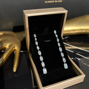 Cercei Maya, placat aur alb, zirconiu cubic AAA GLAMADEA