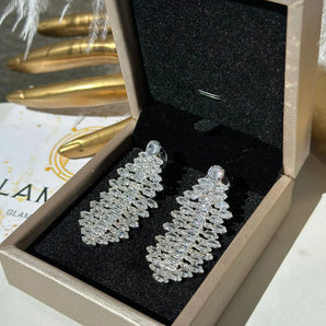 Cercei Nayana, placat aur alb, zirconiu cubic AAA GLAMADEA
