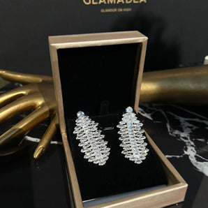 Cercei Nayana, placat aur alb, zirconiu cubic AAA GLAMADEA