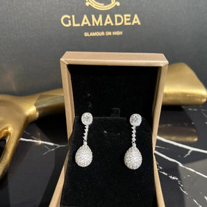 Cercei Nira, placat aur alb, zirconiu cubic AAA GLAMADEA