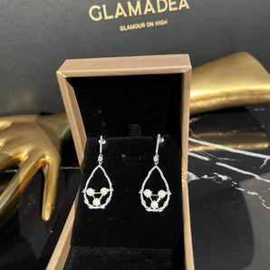 Cercei Nira, placat aur alb, zirconiu cubic AAA, perle GLAMADEA