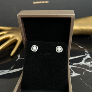 Cercei Outh, zirconiu cubic AAA, placat aur alb, perla GLAMADEA