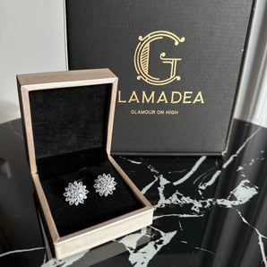 Cercei Panya, mireasa, zirconiu cubic, placat aur alb Glamadearo