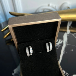 Cercei  Rimas, zirconiu cubic AAA , placat aur alb GLAMADEA