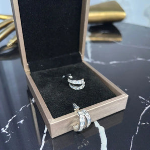 Cercei  Rimas, zirconiu cubic AAA , placat aur alb GLAMADEA