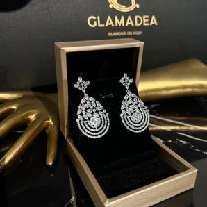 Cercei Romilly, placat aur alb, zirconiu cubic AAA GLAMADEA