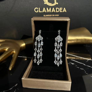 Cercei Selory, placat aur alb, zirconiu cubic AAA GLAMADEA