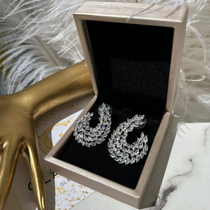 Cercei Silma, placat aur alb, zirconiu cubic AAA GLAMADEA