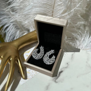 Cercei Silma, placat aur alb, zirconiu cubic AAA GLAMADEA