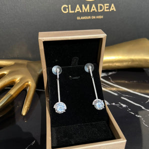 Cercei Sophia, placat aur alb, zirconiu cubic AAA GLAMADEA