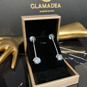 Cercei Sophia, placat aur alb, zirconiu cubic AAA GLAMADEA
