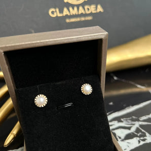Cercei Tinesy, placat aur gaben, eveniment, perla, zirconiu cubic GLAMADEA