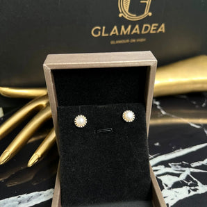 Cercei Tinesy, placat aur gaben, eveniment, perla, zirconiu cubic GLAMADEA