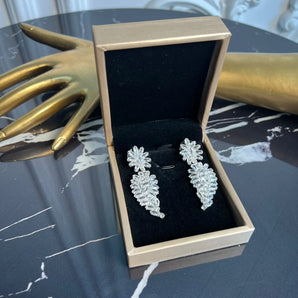 Cercei Wersy, placat aur alb, zirconiu cubic AAA GLAMADEA