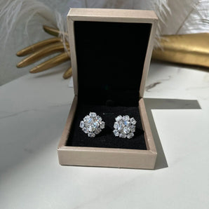 Cercei Wesara , placati aur alb, zirconiu cubic AAA GLAMADEA